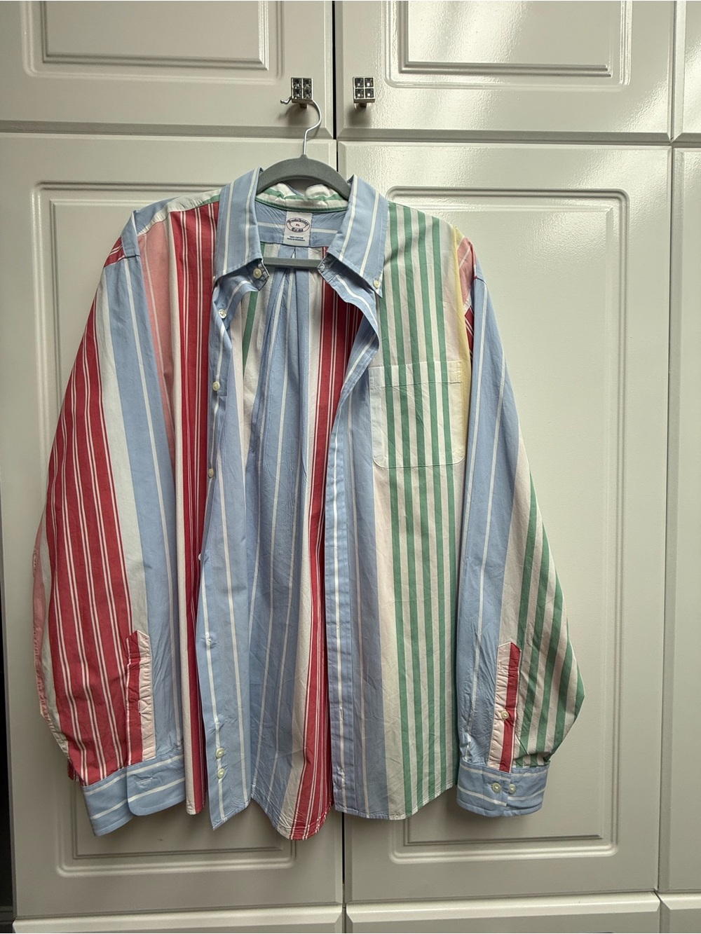 Brooks Brothers Multi-Stripe Cotton Button-Down — Red, Blue, Green, Cream
